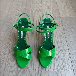 Manolo Blahnik Vibrant Green Patent Heels